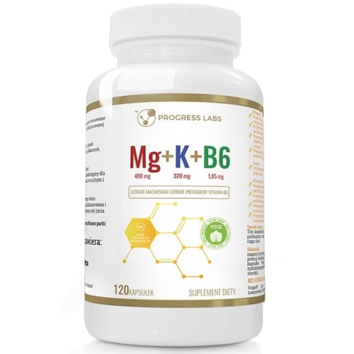 Magnez + Potas cytrynian + P-5-P B6  Progress Labs 120 kaps.