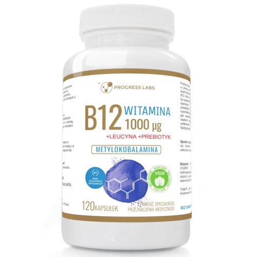 METYLOKOBALAMINA Witamina B12 1000µg 120kap WEGAN Progress Labs