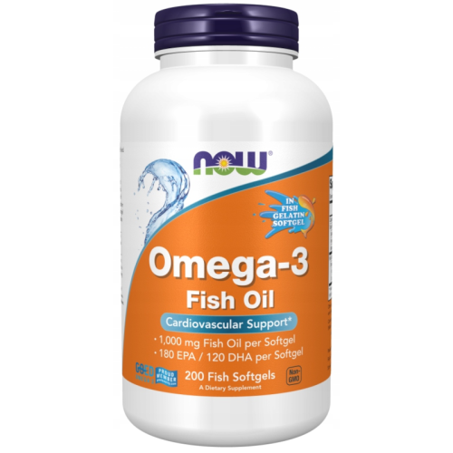Now Foods Kwasy Omega-3 DHA 120mg EPA 180mg 200kap.