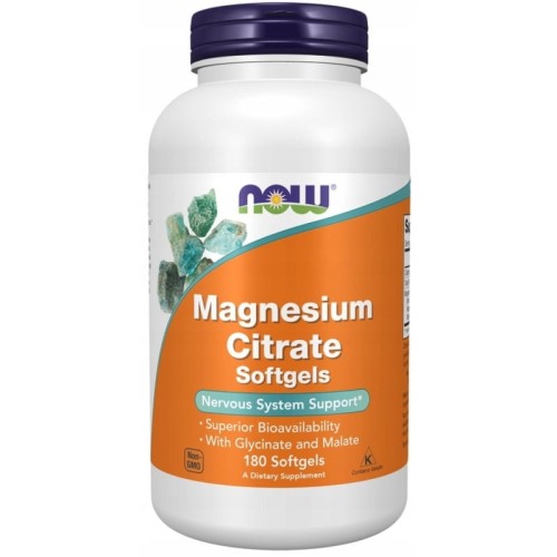 Now Foods Magnesium Citrate  Cytrynian Magnezu 180 kap. Energia