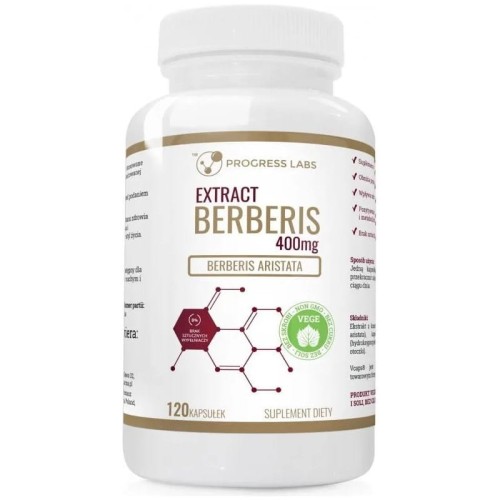 Berberys  Extract Korzeń 400mg Berberyna Produkt Vege 120kap. Progress Labs