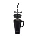 Kubek Termiczny ze Słomką Majestic Sport Jelly 650 ml Czarny  Kubek na Kawę, Herbatę  BPA Free  Stal Nierdzewna