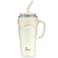 Kubek Termiczny ze Słomką Majestic Sport Jelly 650 ml Biały Kubek na Kawę, Herbatę  BPA Free  Stal Nierdzewna