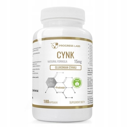 Cynk Glukonian Cynku 15mg + Prebiotyk 180kaps.Progress Labs Vege