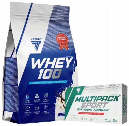 Białko Trec Whey 100 Wanilia 700g +Witaminy i Minerały Multipack Sport