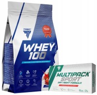 Trec Whey 100 Truskawka 700g +Witaminy i Minerały Multipack Sport