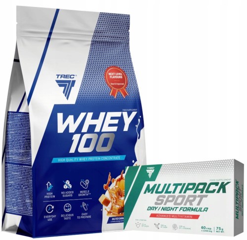 Białko Trec Whey 100 Słony Karmel 700g +Witaminy i Minerały Multipack Sport