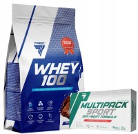 Trec Whey 100 Double Chocolate 700g +Witaminy i Minerały Multipack
