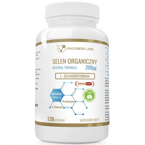 SELEN Organiczny 200mcg + Prebiotyk 120kaps. Progress Labs